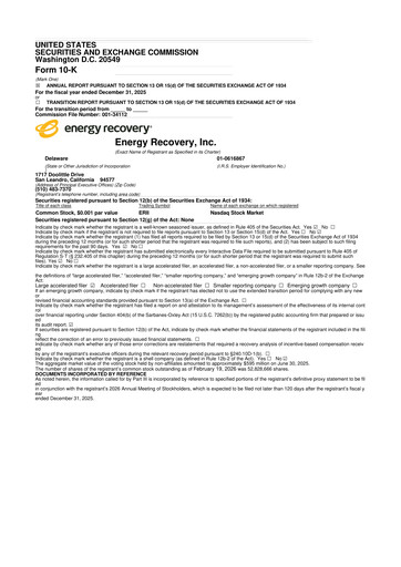 Thumbnail Energy Recovery
 10-K Annual Report 2025