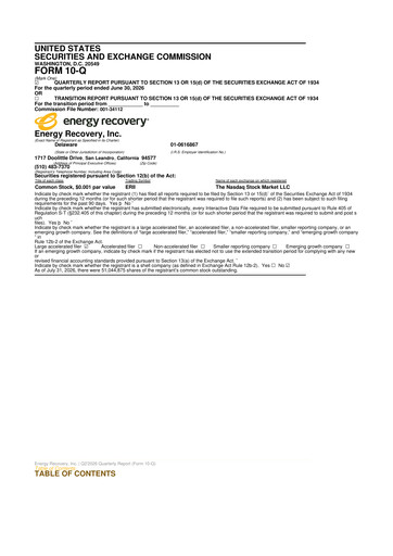 Thumbnail Energy Recovery
 10-Q Quarterly Report FY2026 