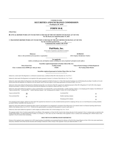 Thumbnail PubMatic 10-K Annual Report 2021