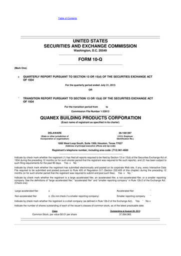 Thumbnail Quanex Building Products 10-Q Quarterly Report FY2013 
