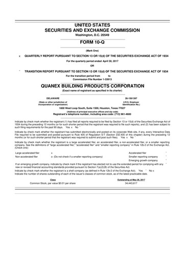 Thumbnail Quanex Building Products 10-Q Quarterly Report FY2017 