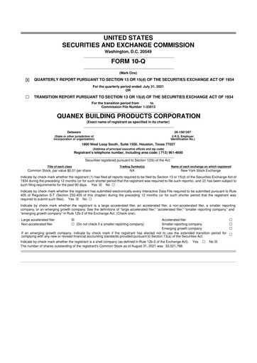 Thumbnail Quanex Building Products 10-Q Quarterly Report FY2021 