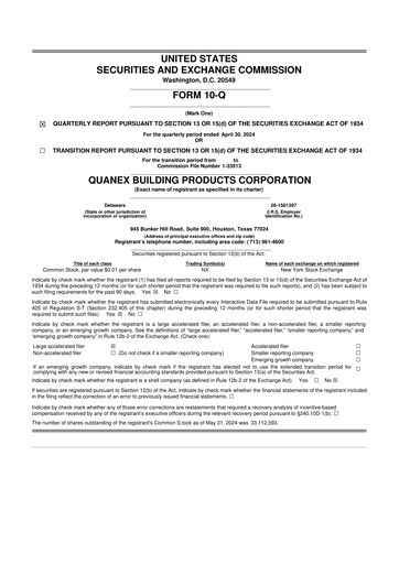 Thumbnail Quanex Building Products 10-Q Quarterly Report FY2024 