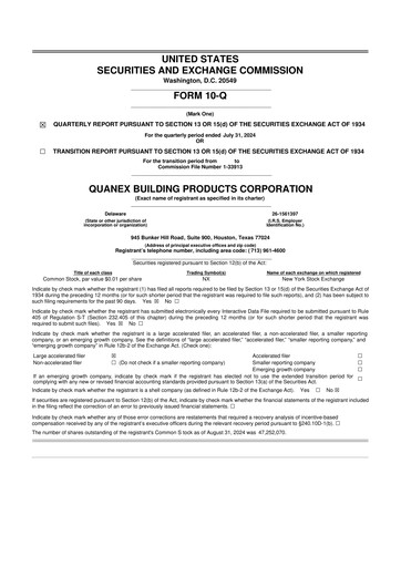 Thumbnail Quanex Building Products 10-Q Quarterly Report FY2024 