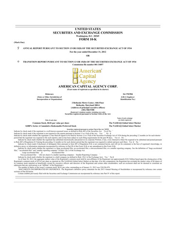 Thumbnail AGNC Investment 10-K Annual Report 2012
