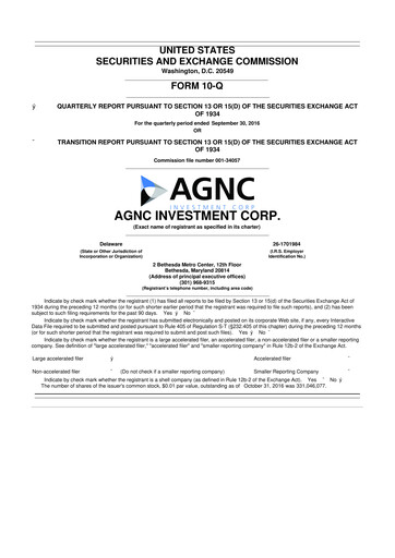 Thumbnail AGNC Investment 10-Q Quarterly Report FY2016 