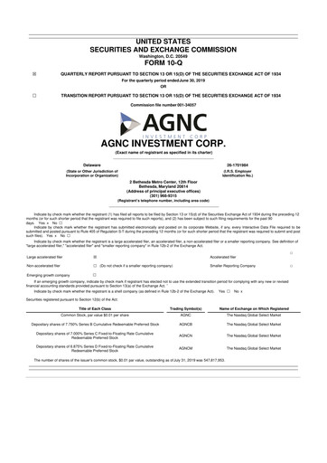 Thumbnail AGNC Investment 10-Q Quarterly Report FY2019 