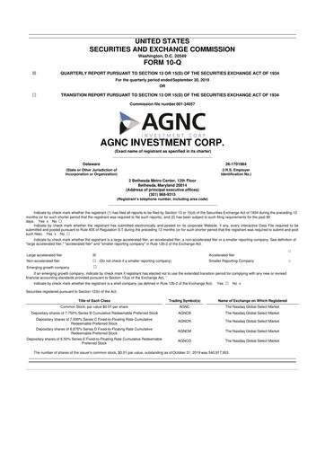Thumbnail AGNC Investment 10-Q Quarterly Report FY2019 