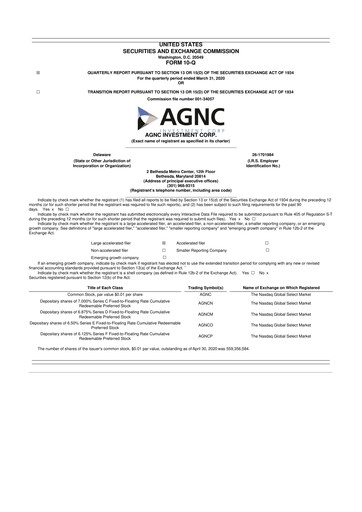 Thumbnail AGNC Investment 10-Q Quarterly Report FY2020 