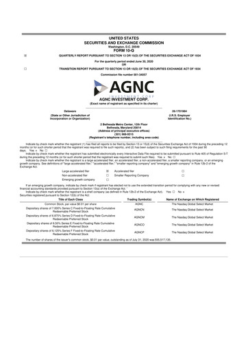 Thumbnail AGNC Investment 10-Q Quarterly Report FY2020 