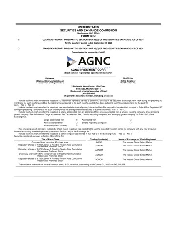 Thumbnail AGNC Investment 10-Q Quarterly Report FY2020 