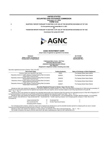 Thumbnail AGNC Investment 10-Q Quarterly Report FY2021 