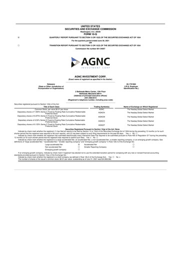 Thumbnail AGNC Investment 10-Q Quarterly Report FY2021 