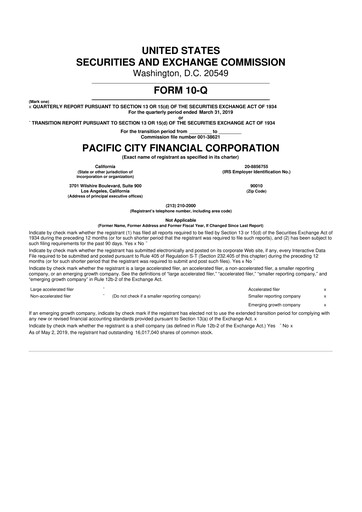 Vorschaubild PCB Bancorp 10-Q Quartalsbericht 2019 