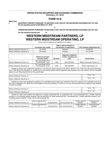 Miniature Western Midstream
 10-Q Rapport trimestriel  