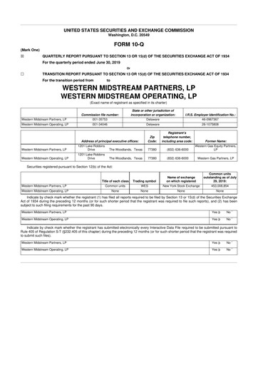 Miniature Western Midstream
 10-Q Rapport trimestriel  