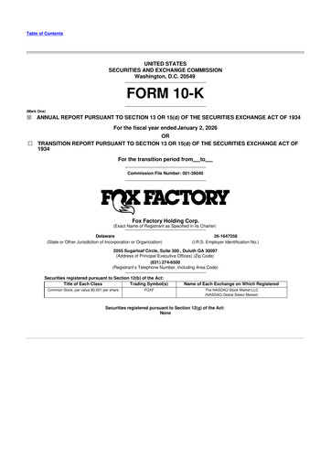 Thumbnail Fox Factory Holding 10-K Annual Report 2025