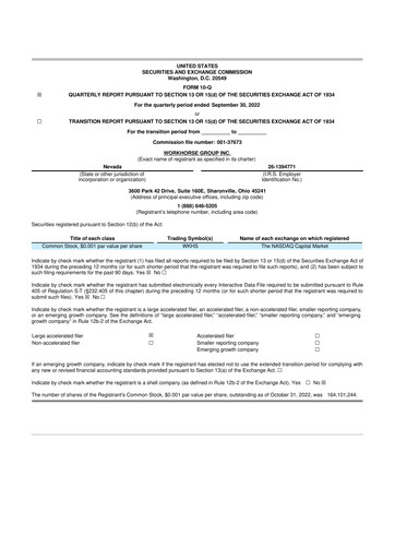 Miniature Workhorse Group
 10-Q Rapport trimestriel 2022 