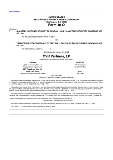 Thumbnail CVR Partners 10-Q Quarterly Report FY2014 