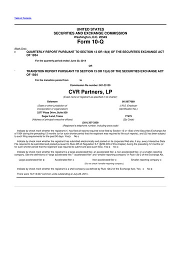 Thumbnail CVR Partners 10-Q Quarterly Report FY2014 