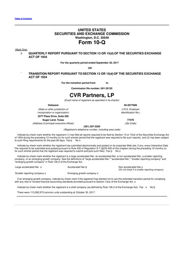 Thumbnail CVR Partners 10-Q Quarterly Report FY2017 