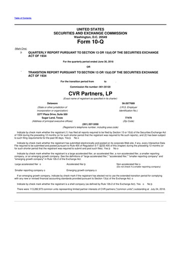 Thumbnail CVR Partners 10-Q Quarterly Report FY2018 