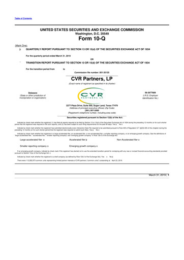 Thumbnail CVR Partners 10-Q Quarterly Report FY2019 