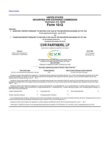 Thumbnail CVR Partners 10-Q Quarterly Report FY2019 