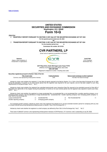 Thumbnail CVR Partners 10-Q Quarterly Report FY2022 