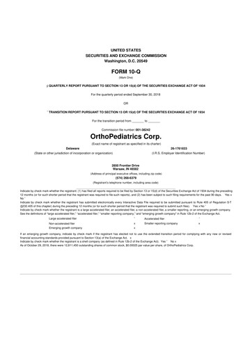 Thumbnail OrthoPediatrics 10-Q Quarterly Report FY2018 