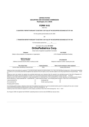 Thumbnail OrthoPediatrics 10-Q Quarterly Report FY2020 