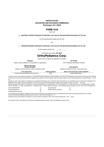 Thumbnail OrthoPediatrics 10-Q Quarterly Report FY2021 