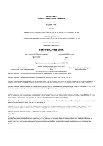 Thumbnail OrthoPediatrics 10-K Annual Report 2021
