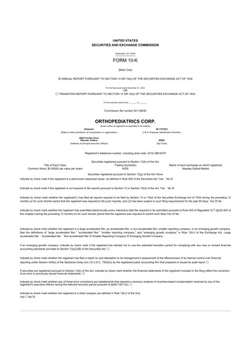 Thumbnail OrthoPediatrics 10-K Annual Report 2022