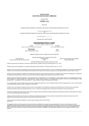 Thumbnail OrthoPediatrics 10-K Annual Report 2023