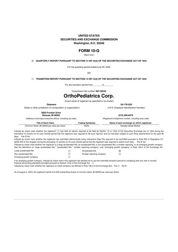 Thumbnail OrthoPediatrics 10-Q Quarterly Report FY2024 