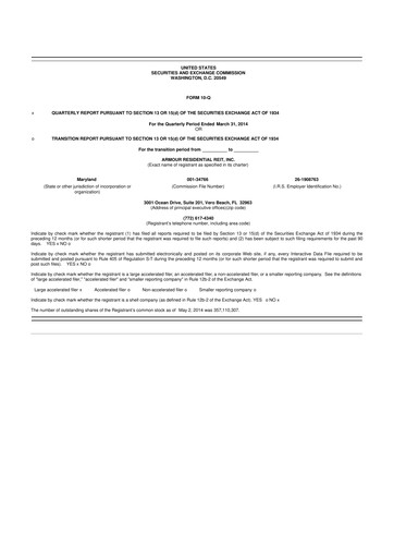 Thumbnail ARMOUR Residential REIT 10-Q Quarterly Report FY2014 