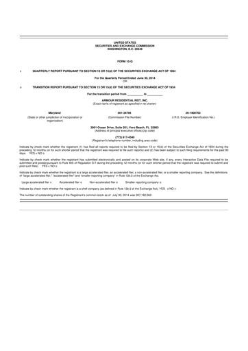 Thumbnail ARMOUR Residential REIT 10-Q Quarterly Report FY2014 