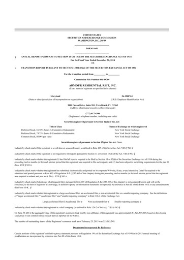 Thumbnail ARMOUR Residential REIT 10-K Annual Report 2014
