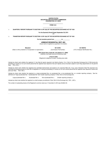 Thumbnail ARMOUR Residential REIT 10-Q Quarterly Report FY2015 