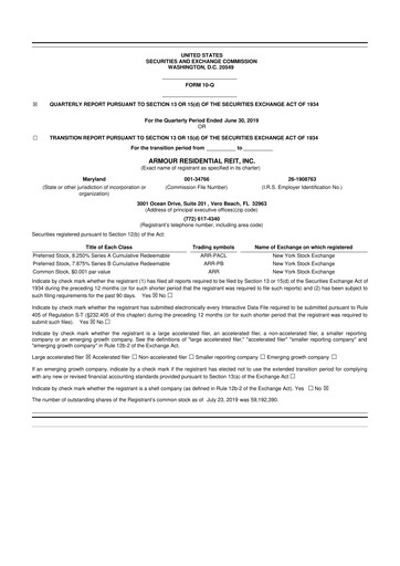 Thumbnail ARMOUR Residential REIT 10-Q Quarterly Report FY2019 