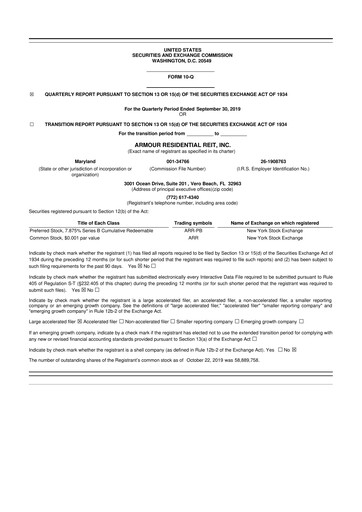 Thumbnail ARMOUR Residential REIT 10-Q Quarterly Report FY2019 