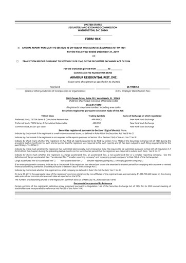 Thumbnail ARMOUR Residential REIT 10-K Annual Report 2019
