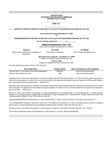 Thumbnail ARMOUR Residential REIT 10-Q Quarterly Report FY2020 