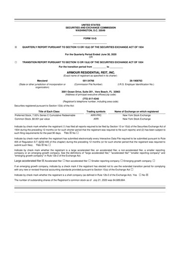 Thumbnail ARMOUR Residential REIT 10-Q Quarterly Report FY2020 
