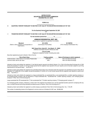 Thumbnail ARMOUR Residential REIT 10-Q Quarterly Report FY2021 