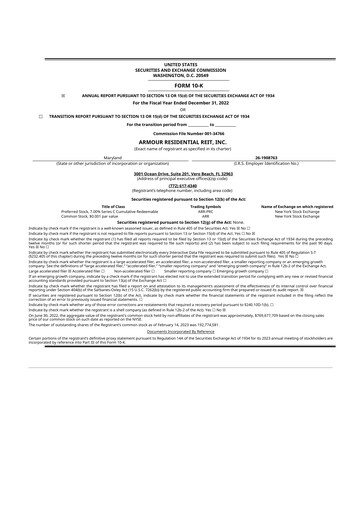 Thumbnail ARMOUR Residential REIT 10-K Annual Report 2022