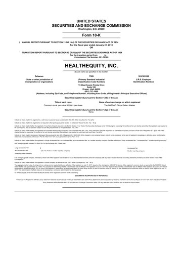 Thumbnail HealthEquity 10-K Annual Report 2018