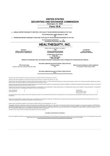 Thumbnail HealthEquity 10-K Annual Report 2021