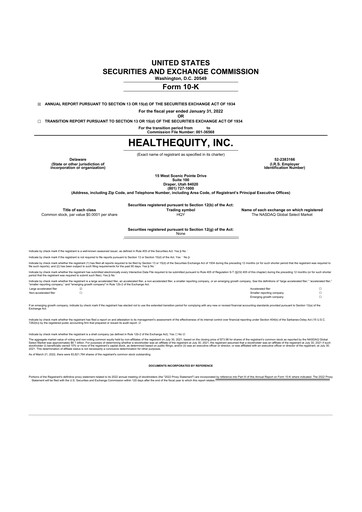 Thumbnail HealthEquity 10-K Annual Report 2022